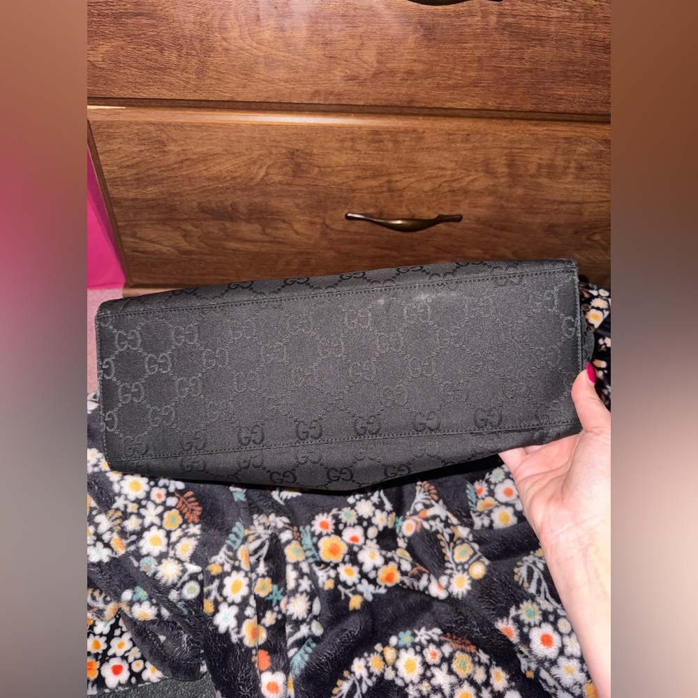 Gucci Black Logo Hand Bag With Bamboo Handles - Picture 4 of 10
